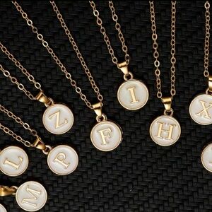 Letter F Necklace Gold Tone Minimalist